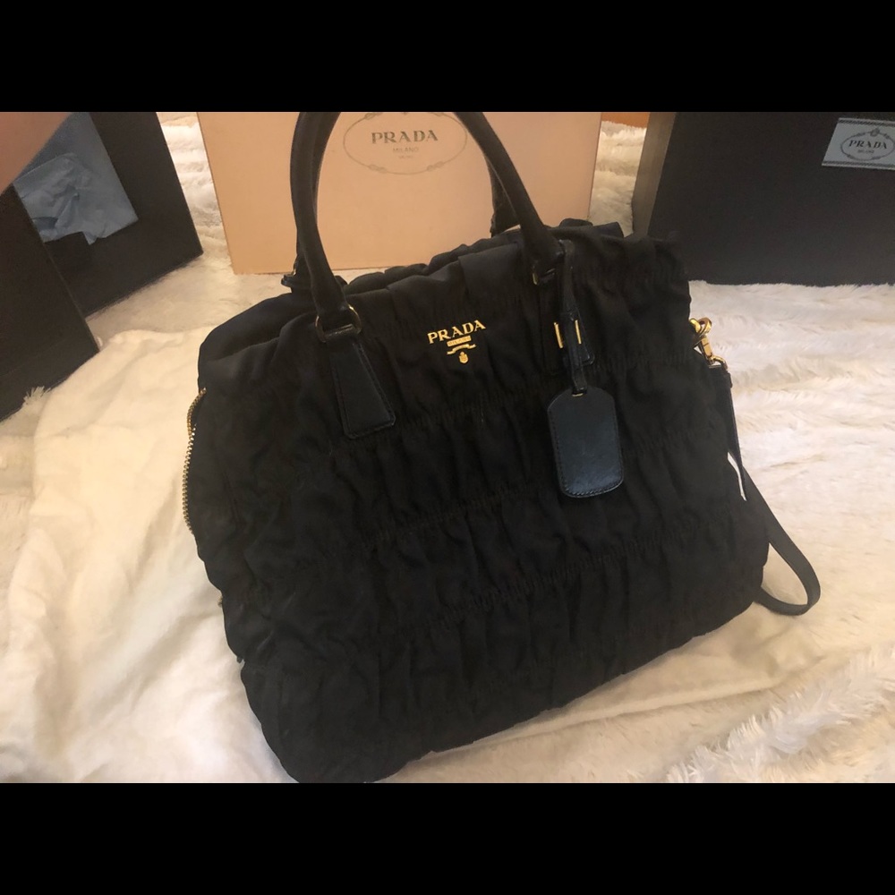 Prada Black Tessuto Tote Shoulder Bag